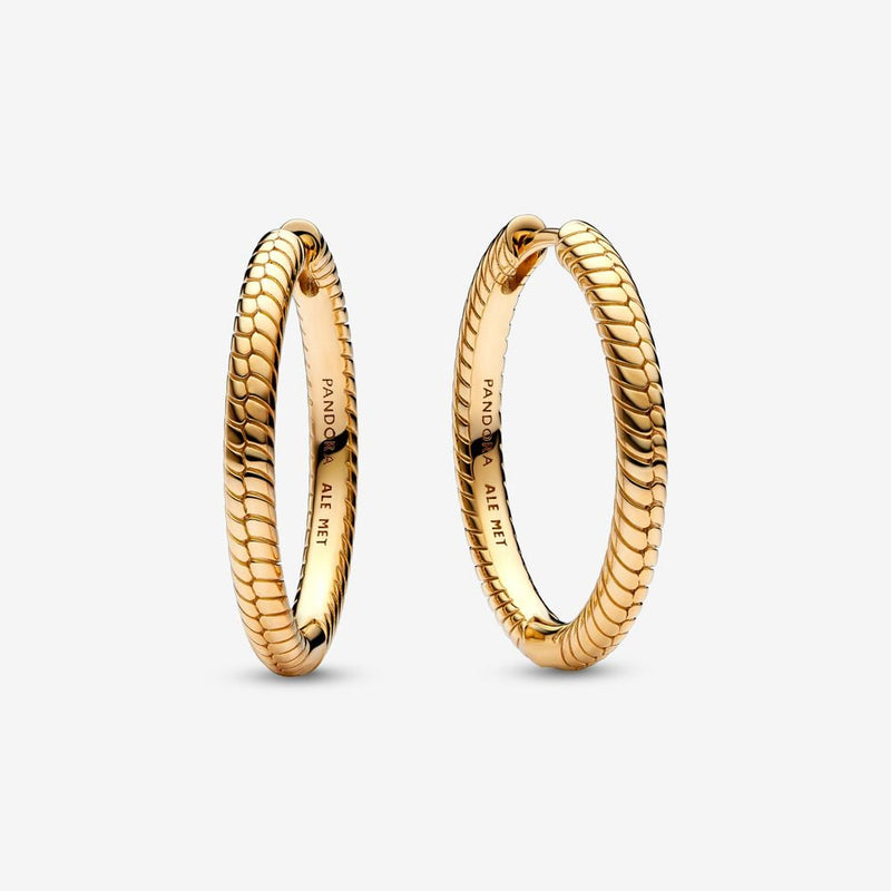 Pandora Snake chain pattern 14k gold-plated hoop earrings