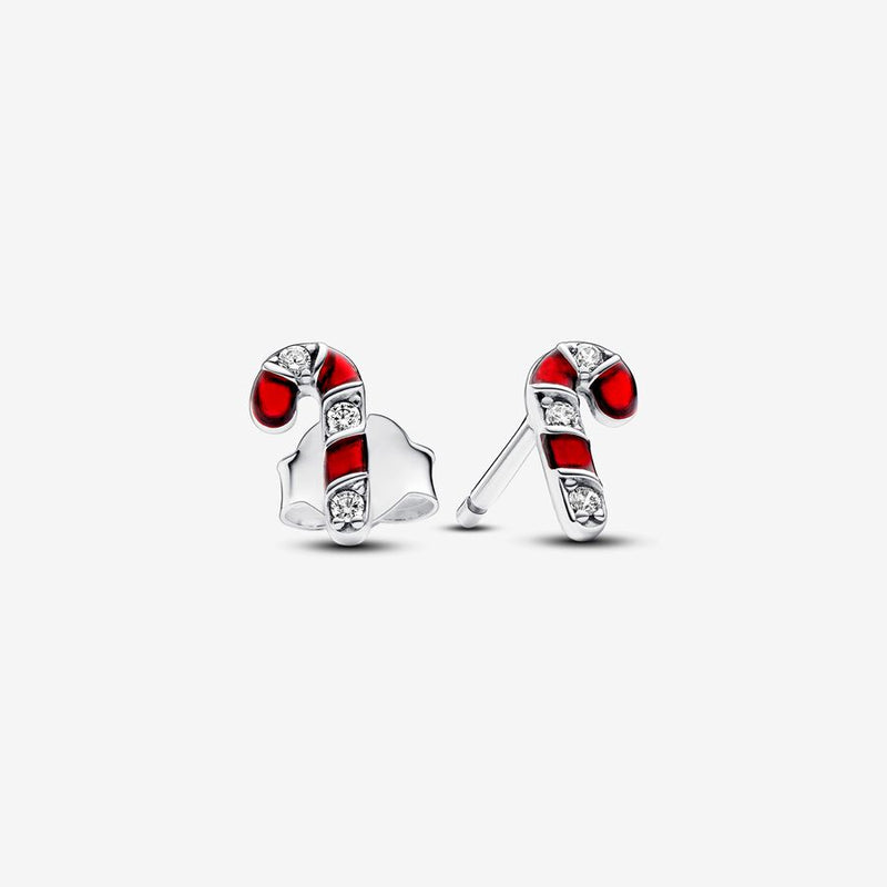 Pandora Sparkling Red Candy Cane Stud Earrings
