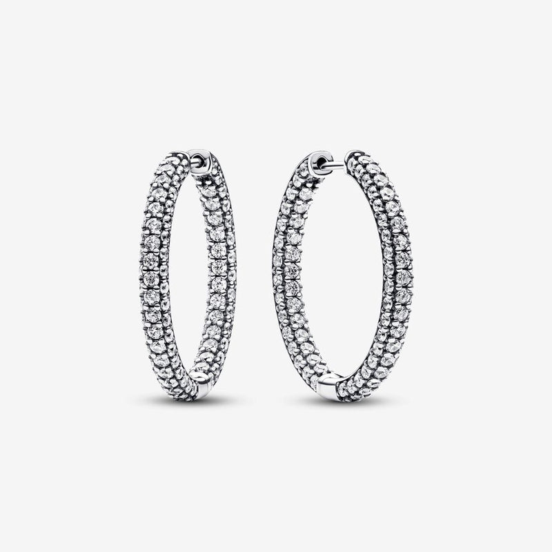 Pandora Pandora Timeless Pave Single-row Hoop Earrings
