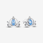 Pandora Disney Cinderella sterling silver stud earrings with fancy light blue and clear cubic zirconia