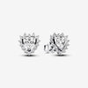 Heart sterling silver stud earrings with clear cubic zirconia