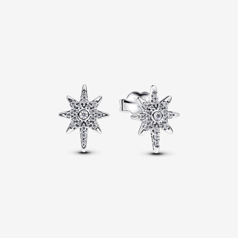 Pandora Sterling Silver W Clear Cz North Star Stud Earring