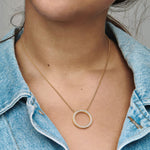 Pandora Signature Pav & Hearts Circle Pendant Necklace