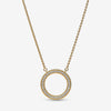 Pandora Signature Pav & Hearts Circle Pendant Necklace
