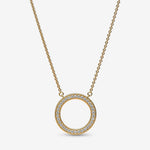 Pandora Signature Pav & Hearts Circle Pendant Necklace