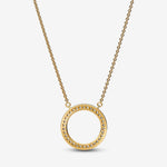 Pandora Signature Pav & Hearts Circle Pendant Necklace
