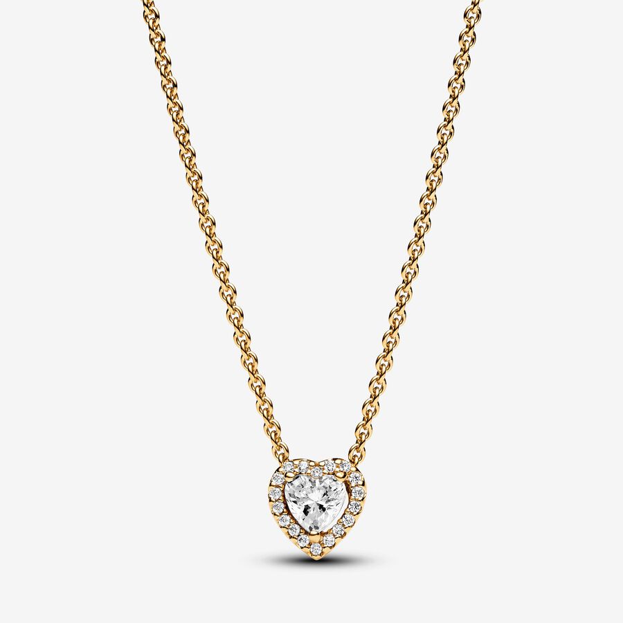 Pandora Heart 14k gold-plated collier with clear cubic zirconia