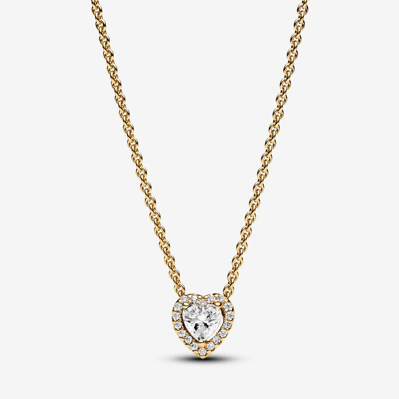 Pandora Heart 14k gold-plated collier with clear cubic zirconia