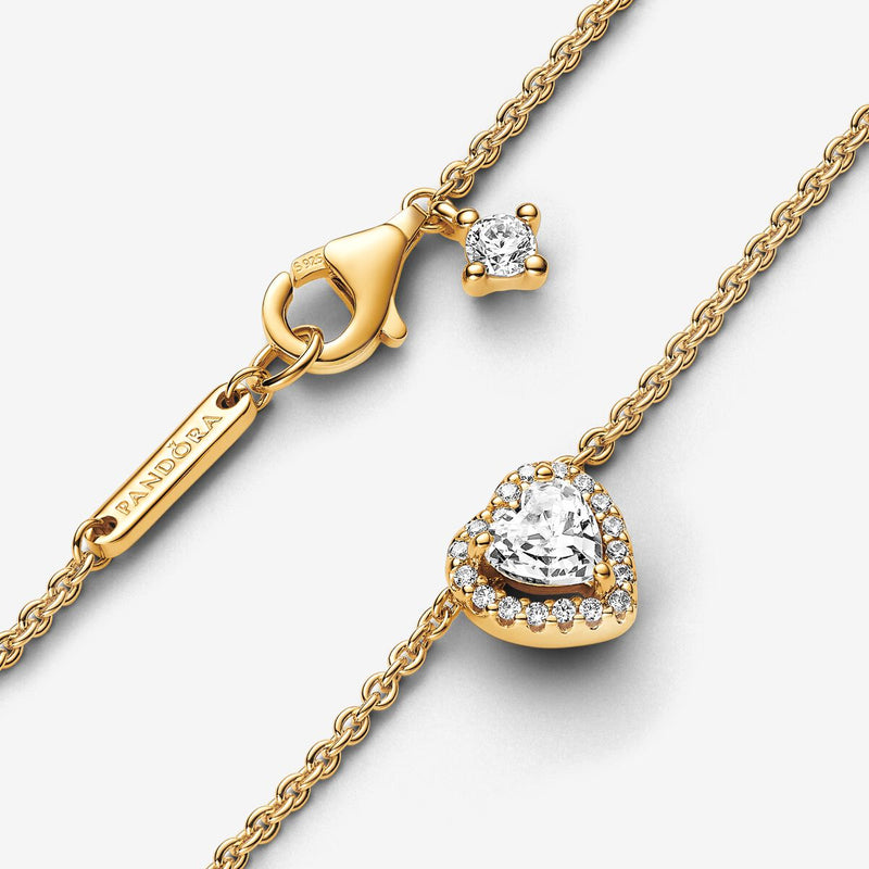 Pandora Heart 14k gold-plated collier with clear cubic zirconia