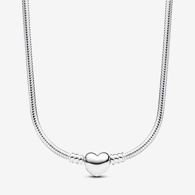 Pandora Snake chain sterling silver necklace with heart clasp