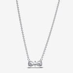 Pandora Sterling Silver Bow Collier W Clear Cz 45cm Necklace