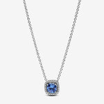 Pandora Sterling Silver Collier W Cornflower Blue Crystal 45cm Necklace