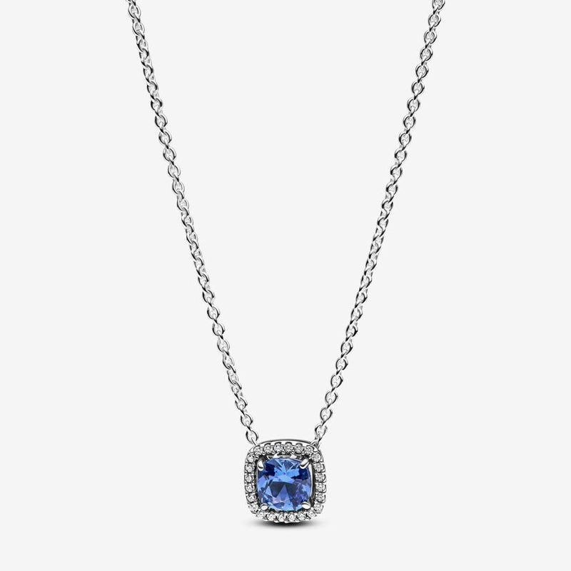 Pandora Sterling Silver Collier W Cornflower Blue Crystal 45cm Necklace