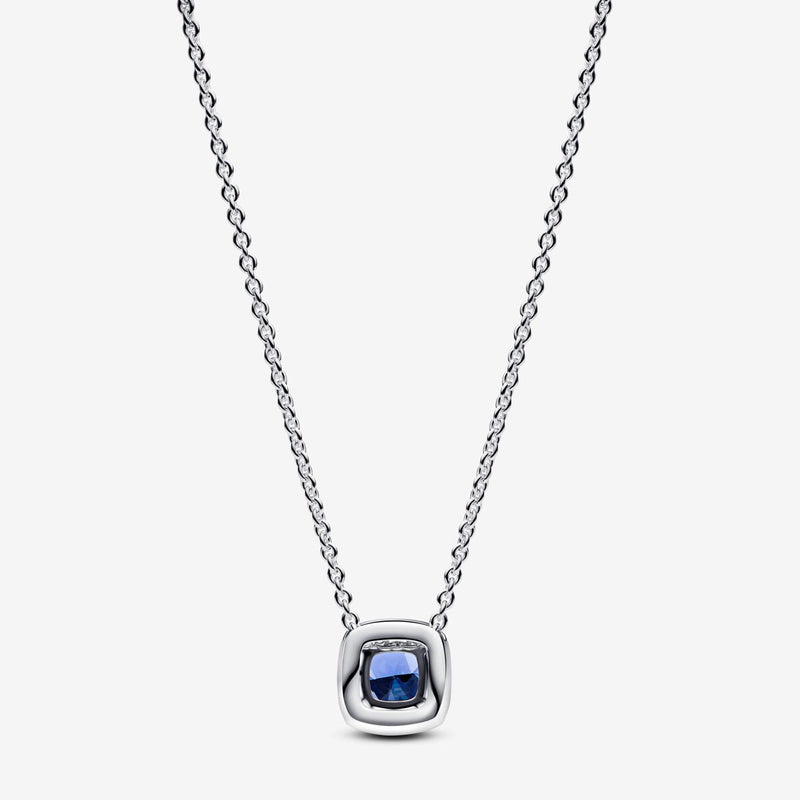 Pandora Sterling Silver Collier W Cornflower Blue Crystal 45cm Necklace