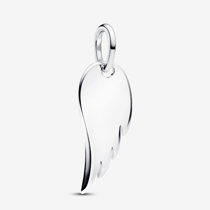 Engravable angel wing sterling silver pendant