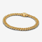 Pandora 14k Gold Plated Cuban Chain W Clear Cz Bracelet