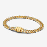 Pandora 14k Gold Plated Cuban Chain W Clear Cz Bracelet