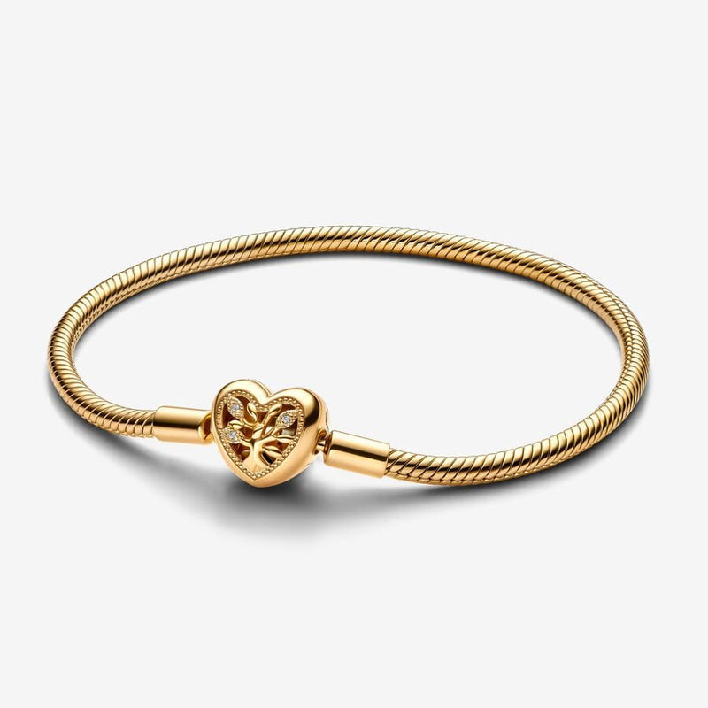 Pandora 14k Gold Plated W Heart clasp Snake Bracelet