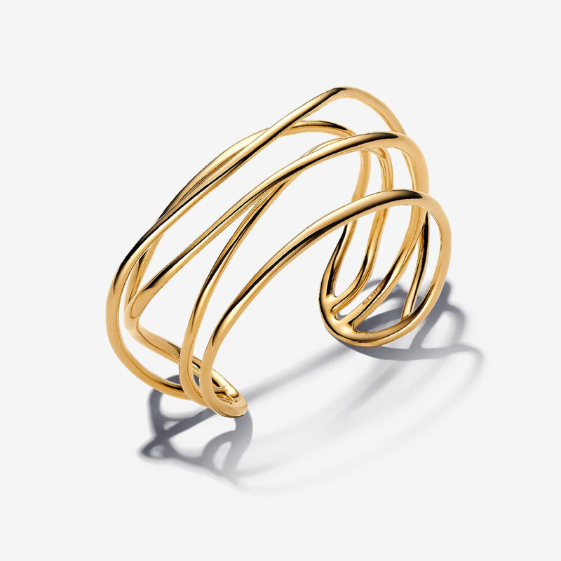 Pandora 14k Gold Plated Organically Wired Open Bangle