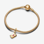 Pandora Love envelope 14k gold-plated dangle with red cubic zirconia