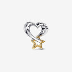 Pandora 14k Gold Plated Heart & Star Charm