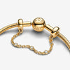 Pandora 14k Gold Plated Safety Chain Clip W Clear Cz Charm