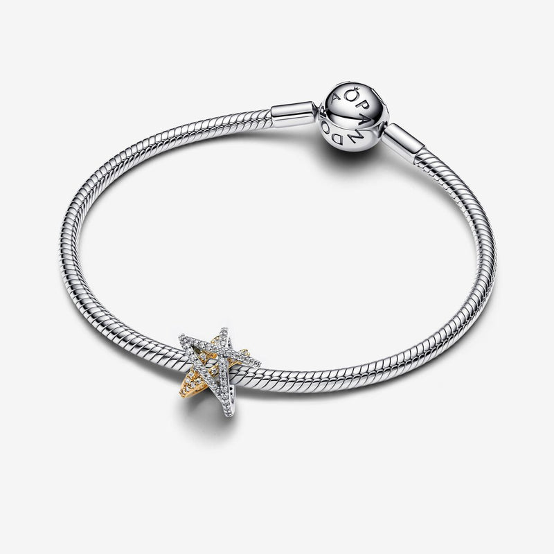 Pandora 14k Gold Palted Star Sterling Silver Charm