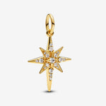 Pandora 14k Gold Plated Star W Clear Cz Charm