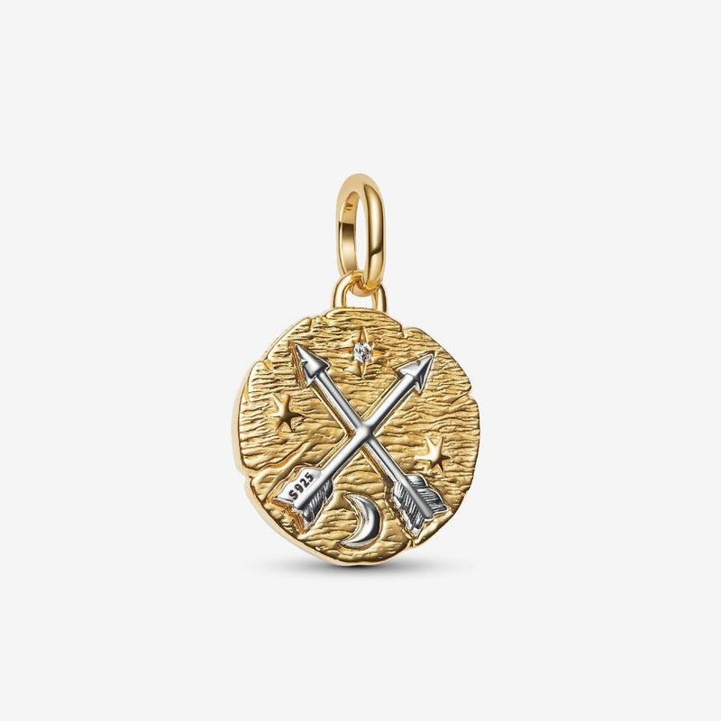 Crossing arrows sterling silver and 14k gold-plate