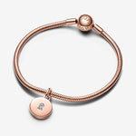 Pandora Key hole engravable locket 14k rose gold-plated dangle with clear cubic zirconia
