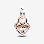 Pandora Padlock heart sterling silver and 14k rose gold-plated dangle with clear cubic zirconia
