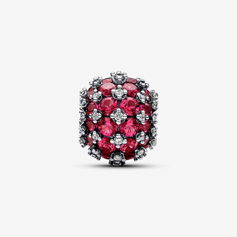 Pandora Sterling silver charm with cherries jubilee red crystal and clear cubic zirconia
