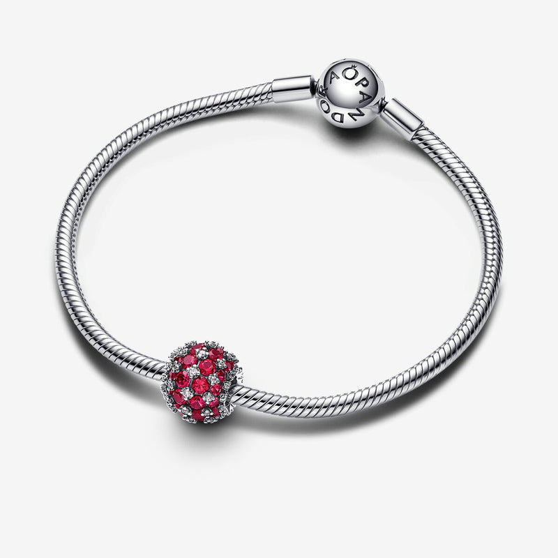 Pandora Sterling silver charm with cherries jubilee red crystal and clear cubic zirconia