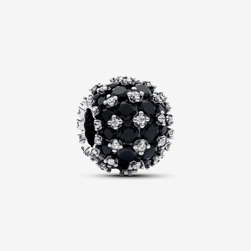 Pandora Sterling silver charm with black crystal and clear cubic zirconia