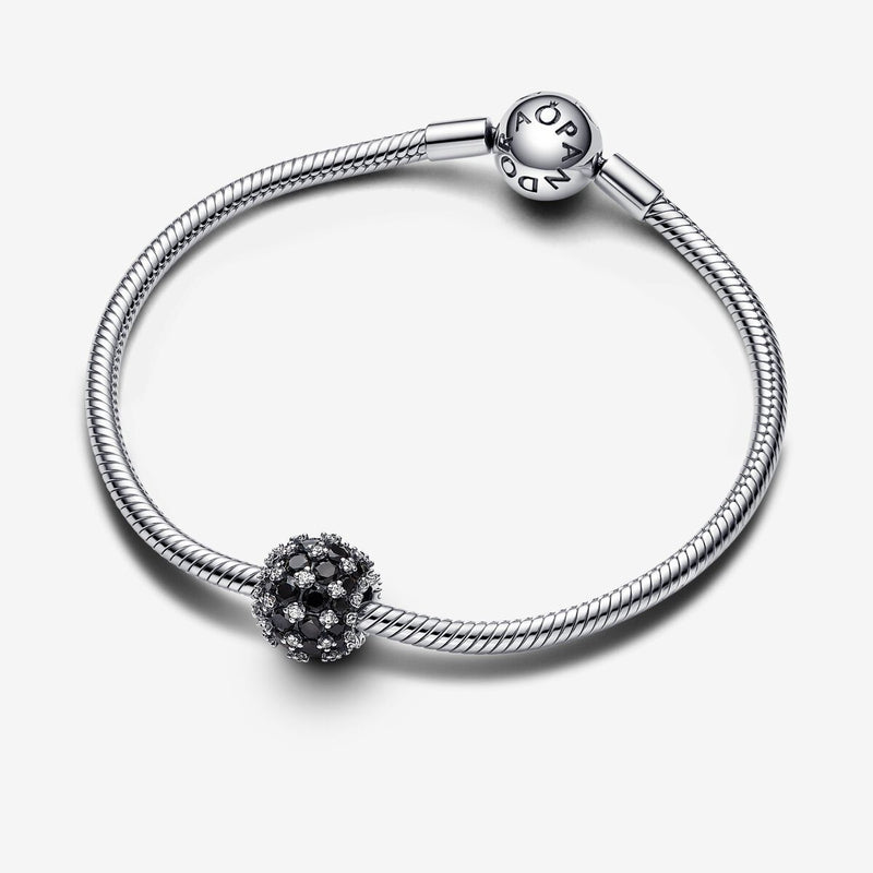 Pandora Sterling silver charm with black crystal and clear cubic zirconia