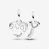 Pandora Love heart and key sterling silver splittable dangle with clear cubic zirconia