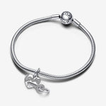 Pandora Love heart and key sterling silver splittable dangle with clear cubic zirconia