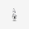 Pandora Keyhole heart sterling silver mini dangle with clear cubic zirconia and black enamel