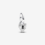 Pandora Keyhole heart sterling silver mini dangle with clear cubic zirconia and black enamel