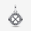 Pandora Clover sterling silver medallion with clear cubic zirconia and glittery blue enamel