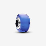 Pandora Sterling silver charm with blue Murano glass