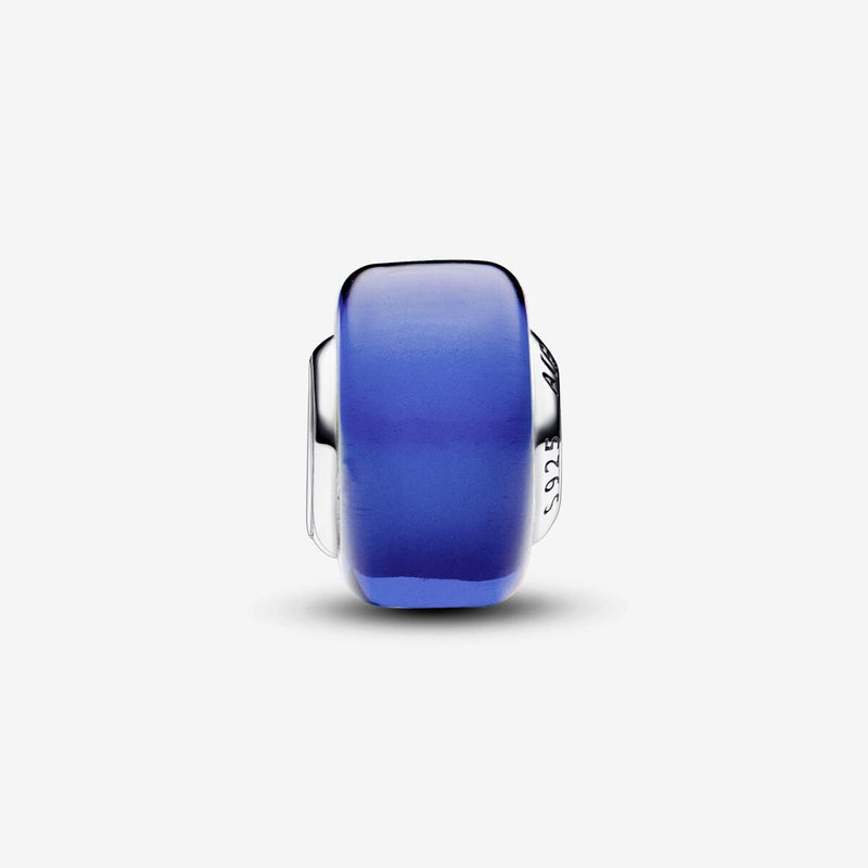 Pandora Sterling silver charm with blue Murano glass