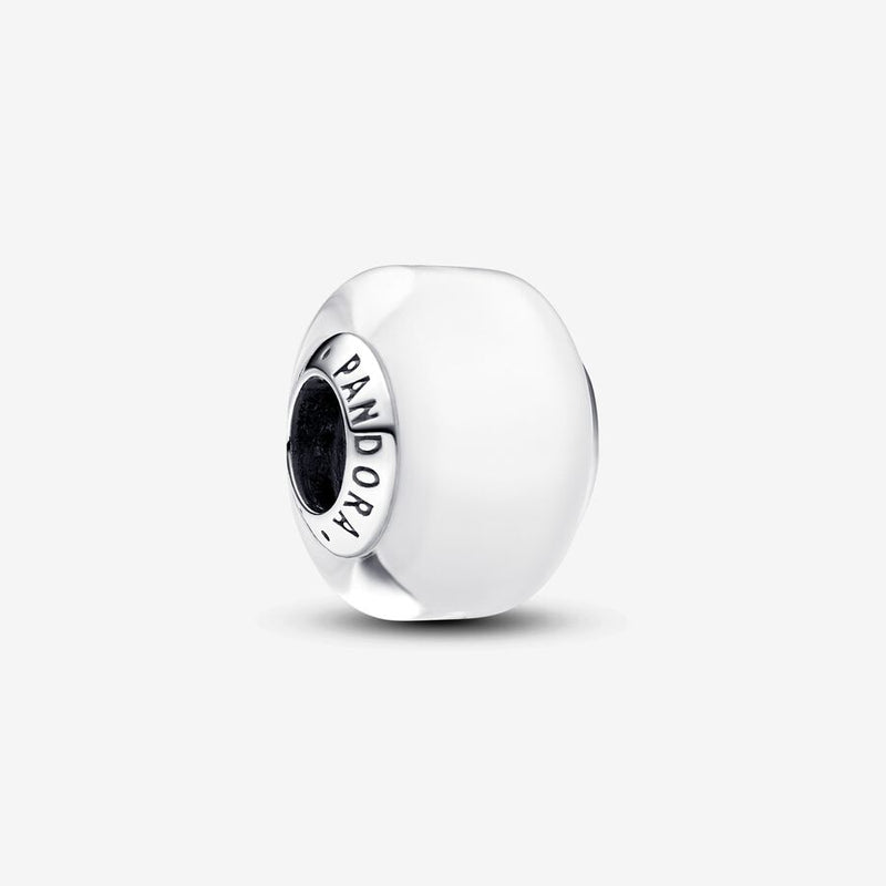 Pandora Sterling silver charm with white Murano glass