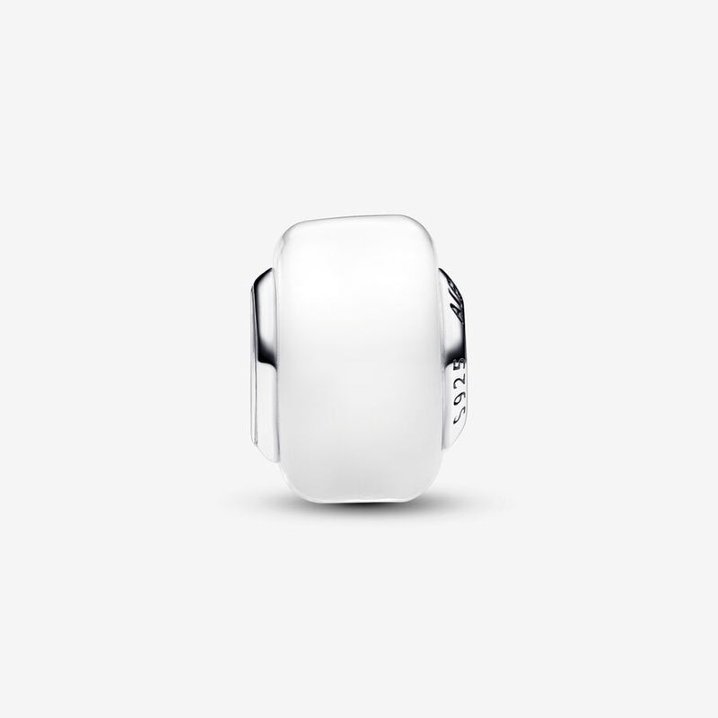 Pandora Sterling silver charm with white Murano glass