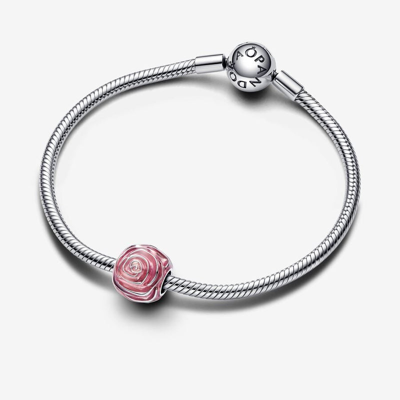 Pandora Sterling Silver Pink Rose Transparent Charm