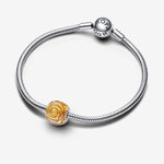 Pandora Sterling Silver Yellow Rose Transparent Charm