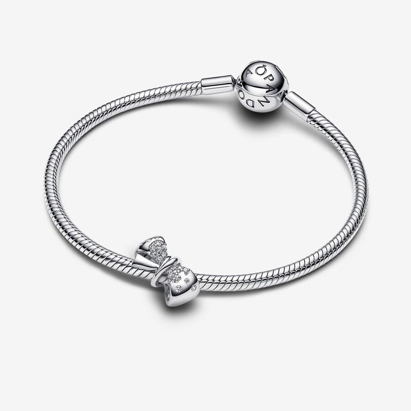 Pandora Sterling Silver Bow W Clear Cz Charm