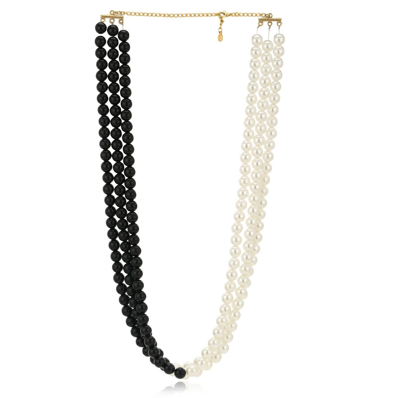 Estele Black And White Flux Glass Pearl Necklace