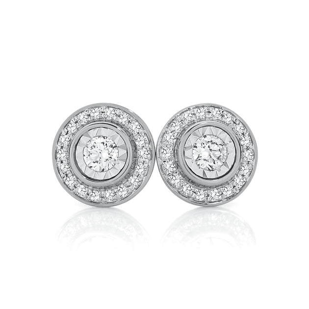 Bee 9Ct Wg Dia Halo Studs