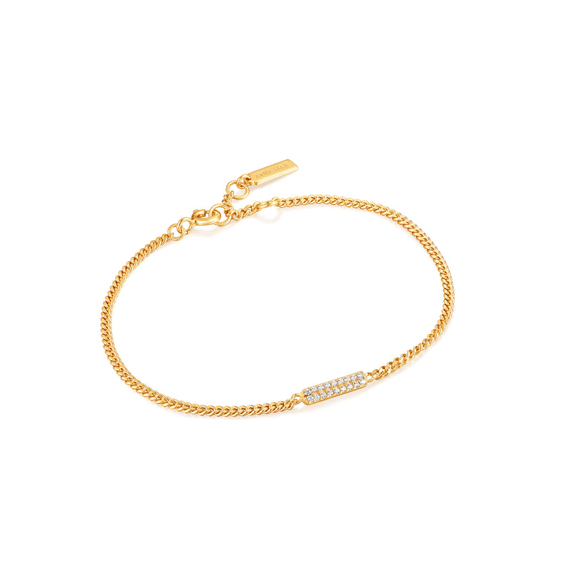 Ania Haie  Glam Gold Cz Bar 16.5+2cm Bracelet